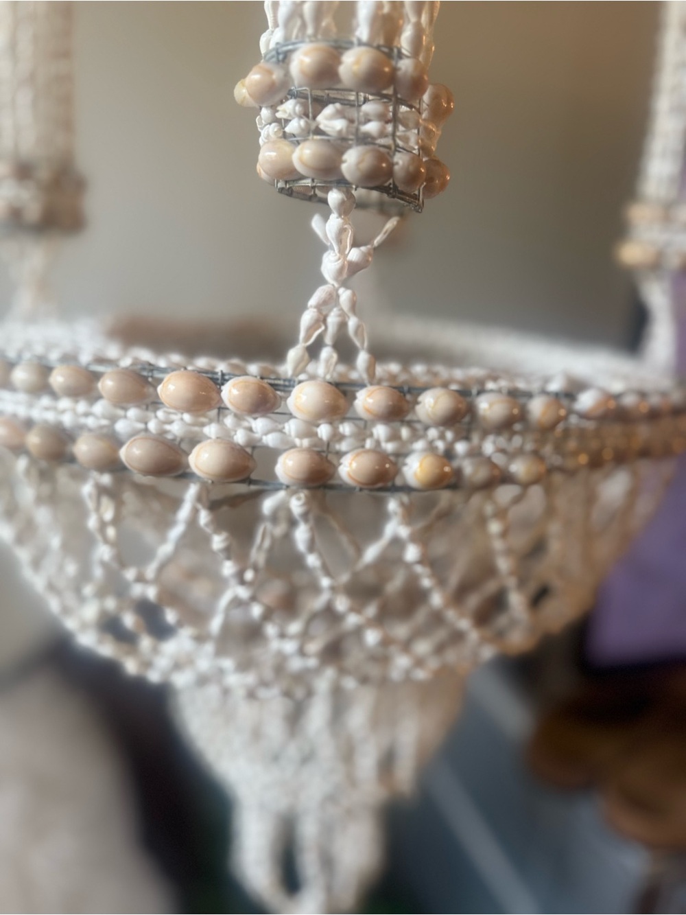 Vintage Boho Seaside Hanging Seashell Planter Circa 1970 - Picture 4 of 4